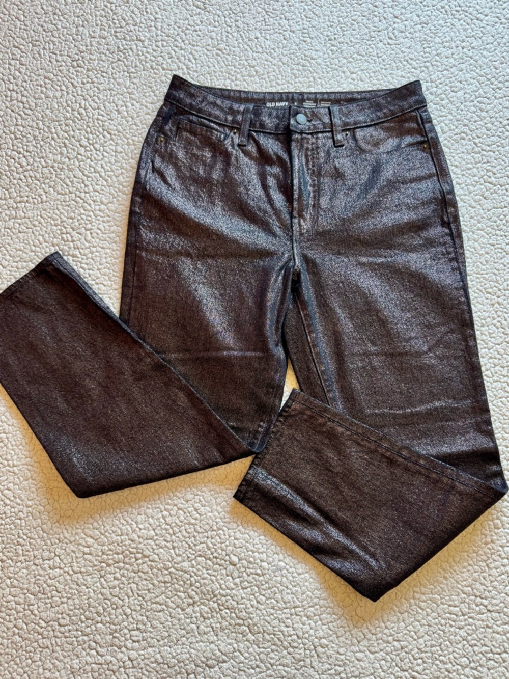 Old Navy High Rise OG Straight Metallic Coated Jeans Women’s Size 6 Y2K